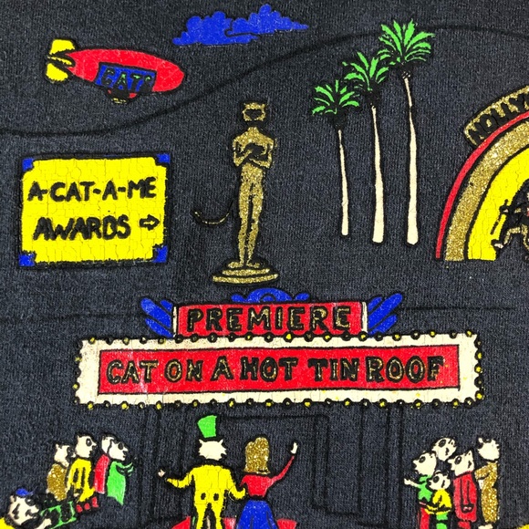 Hollywood Famous Cats Bowl Red Carpet Vintage Tee - Picture 6 of 14